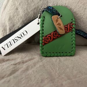 Consuela leather luggage tag nwt